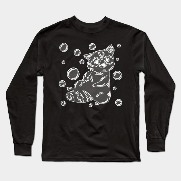 Bubble Raccoon Long Sleeve T-Shirt by Lil-Bit-Batty